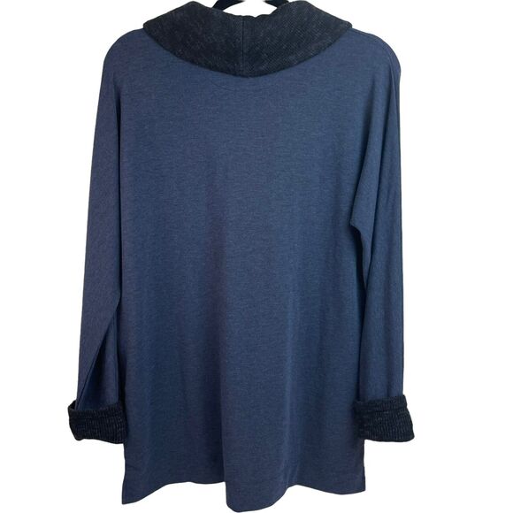 Soft Surroundings Pullover Blue Shawl Collar Lagenlook Size S Oversized Pockets - Picture 2 of 9